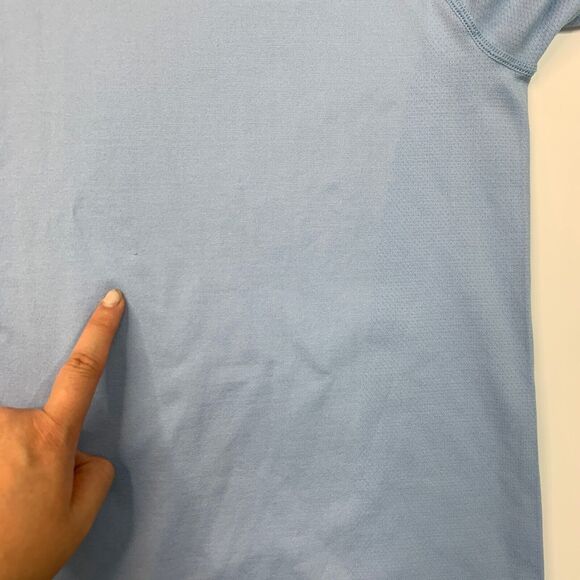 Fabletics Ringer T Shirt Mens L Large Blueberry Lightweight Athletic Nylon Blend - Picture 7 of 11